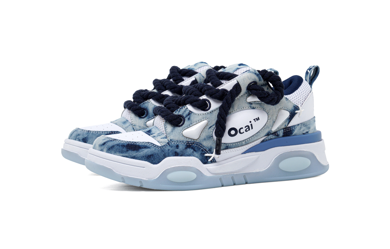 【代購】Ocai 001 RETRO Anti Slip Wear Resistant Low Top Skateboard Shoes Unisex Cyan White