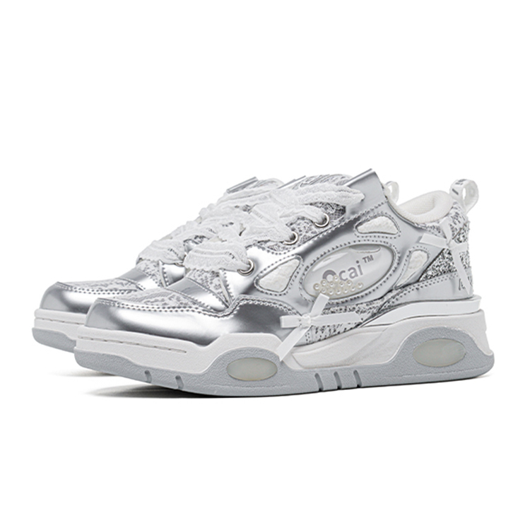【代購】ANN ANDELMAN x Ocai 001 RETRO Anti-Slip And Wear-Resistant Lightweight Low-Top Skateboard Shoes Unisex Satin Silver