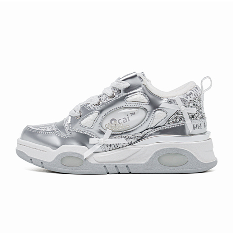 【代購】ANN ANDELMAN x Ocai 001 RETRO Anti-Slip And Wear-Resistant Lightweight Low-Top Skateboard Shoes Unisex Satin Silver