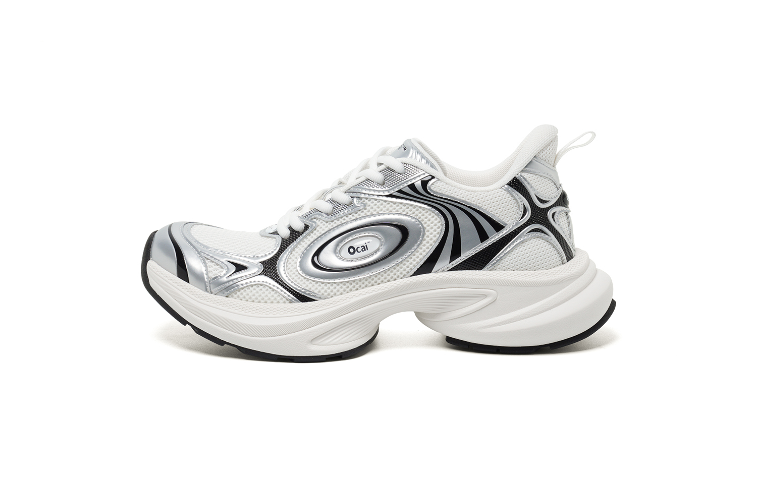 【代購】Ocai Anti-Slip Wear-Resistant Low-Top Running Shoes Unisex Silver White