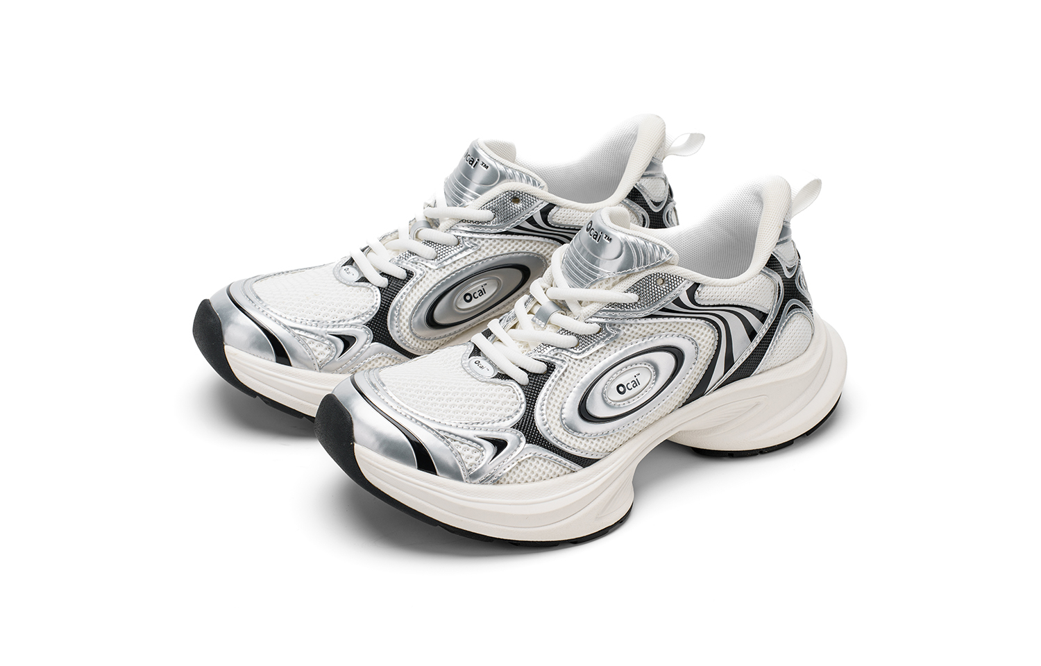 【代購】Ocai Anti-Slip Wear-Resistant Low-Top Running Shoes Unisex Silver White