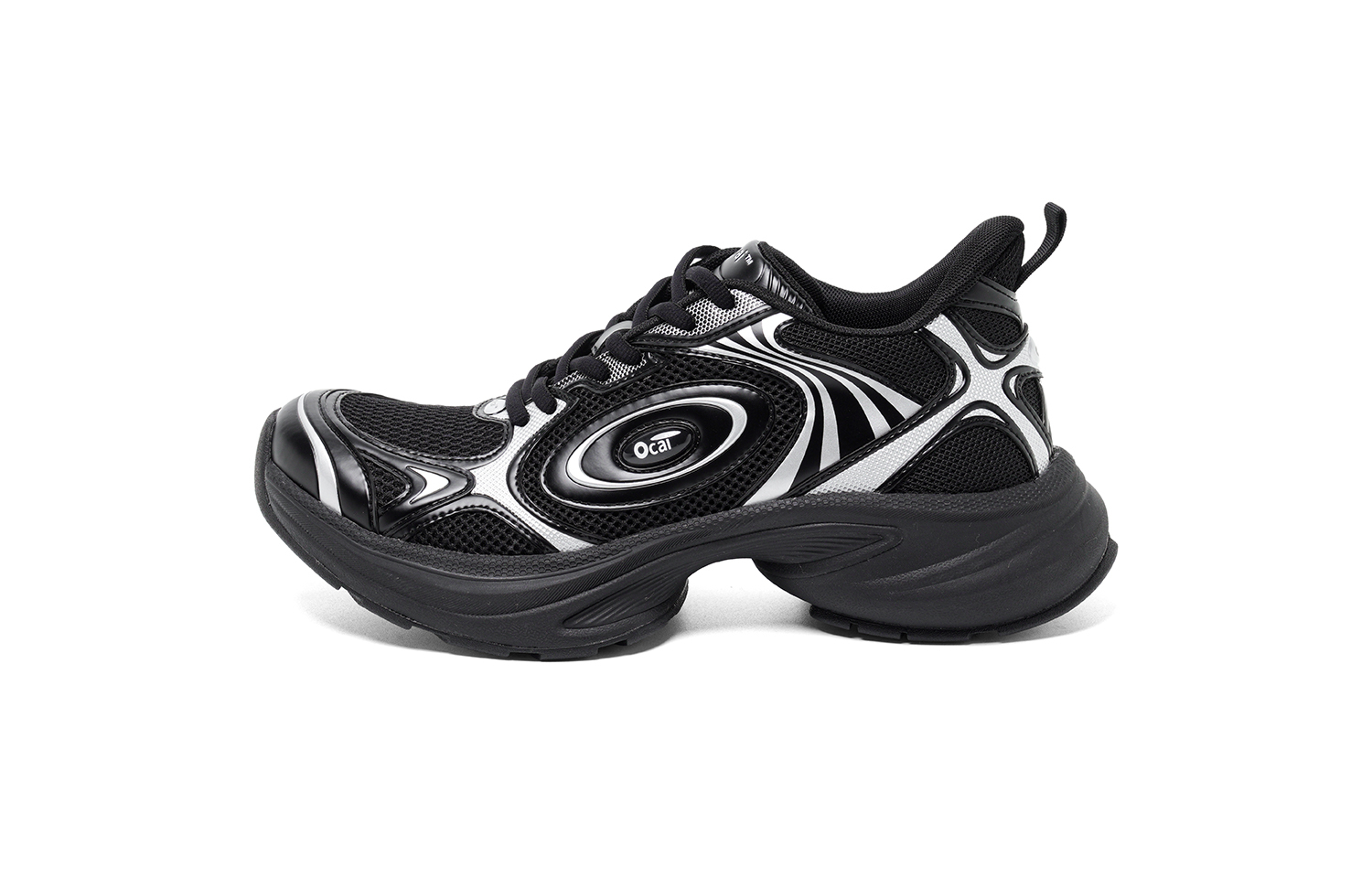 【代購】Ocai Anti-Slip Wear-Resistant Low-Top Casual Running Shoes Unisex Black Silver