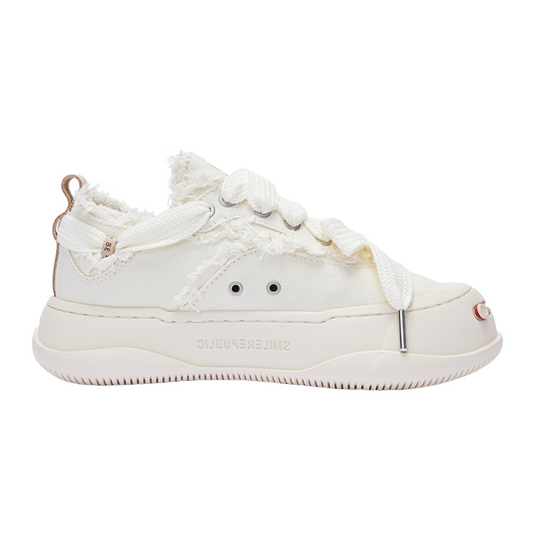 【代購】SMILEREPUBLIC Anti-Slip And Wear-Resistant Lightweight Height Increasing Low-Top Canvas Shoes Unisex Original White