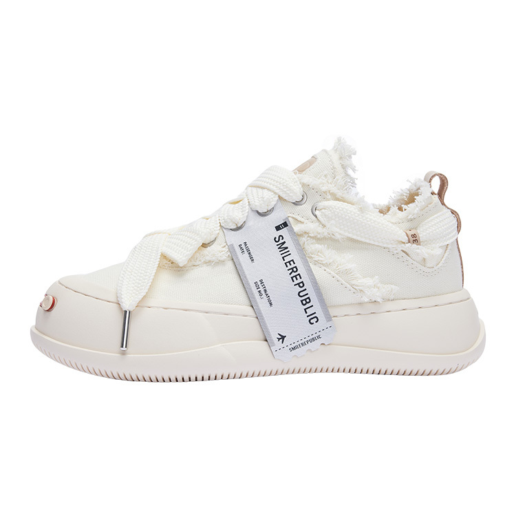 【代購】SMILEREPUBLIC Anti-Slip And Wear-Resistant Lightweight Height Increasing Low-Top Canvas Shoes Unisex Original White