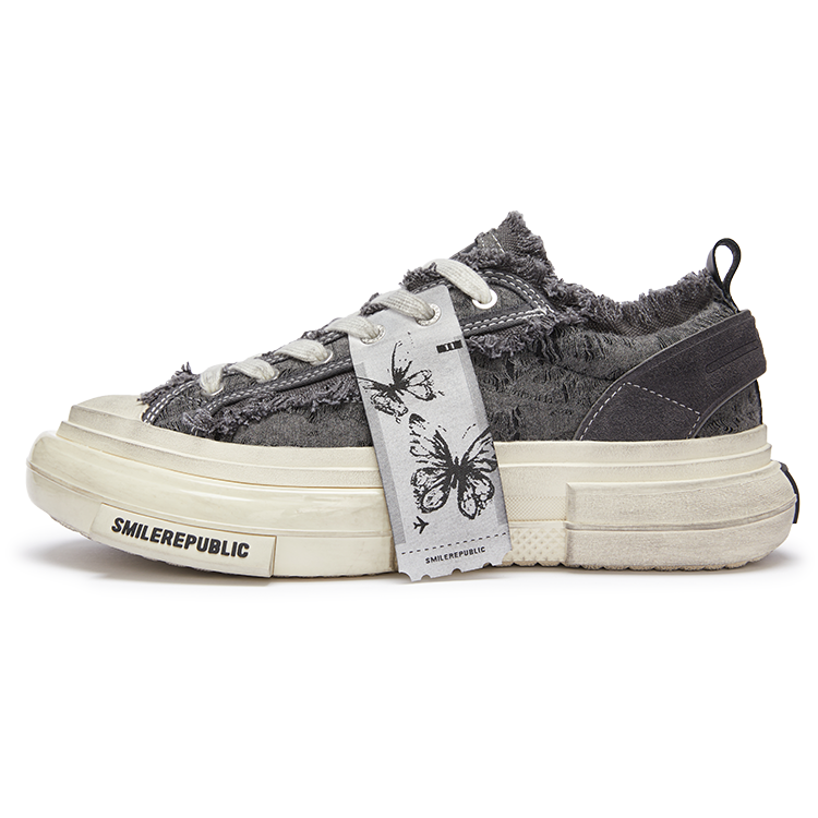 【代購】SMILEREPUBLIC Slip-Resistant Height Increasing Low-Top Canvas Shoes Unisex Gray