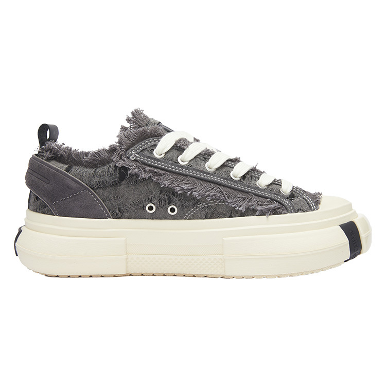 【代購】SMILEREPUBLIC INCEPTION GRAY FRINGE Wear-Resistant Height Increasing Low-Top Canvas Shoes Unisex Gray