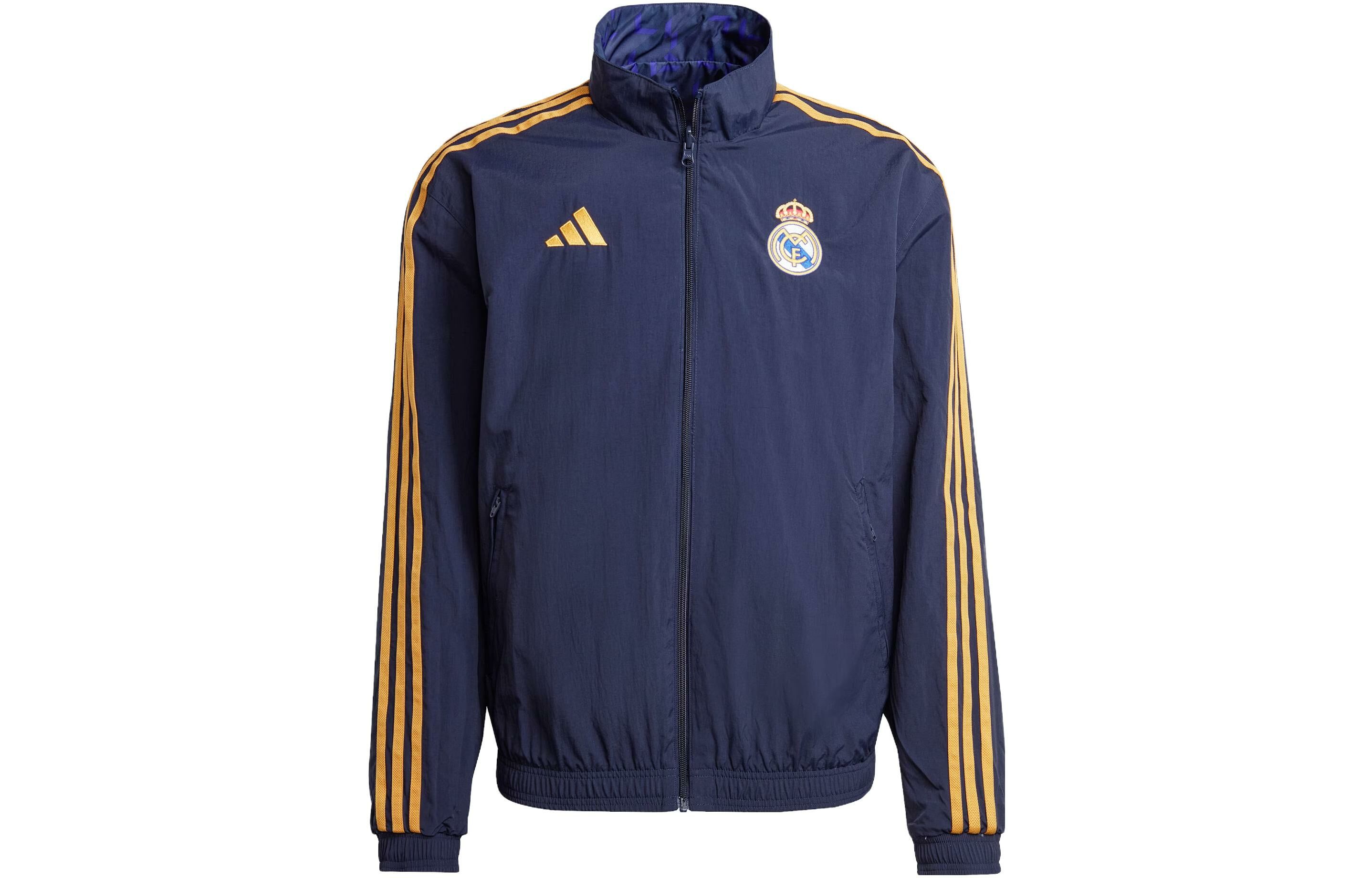 【代購】Adidas Real Madrid Anthem Jacket Retro Sports Stand Collar Jackets Men's Legend Ink