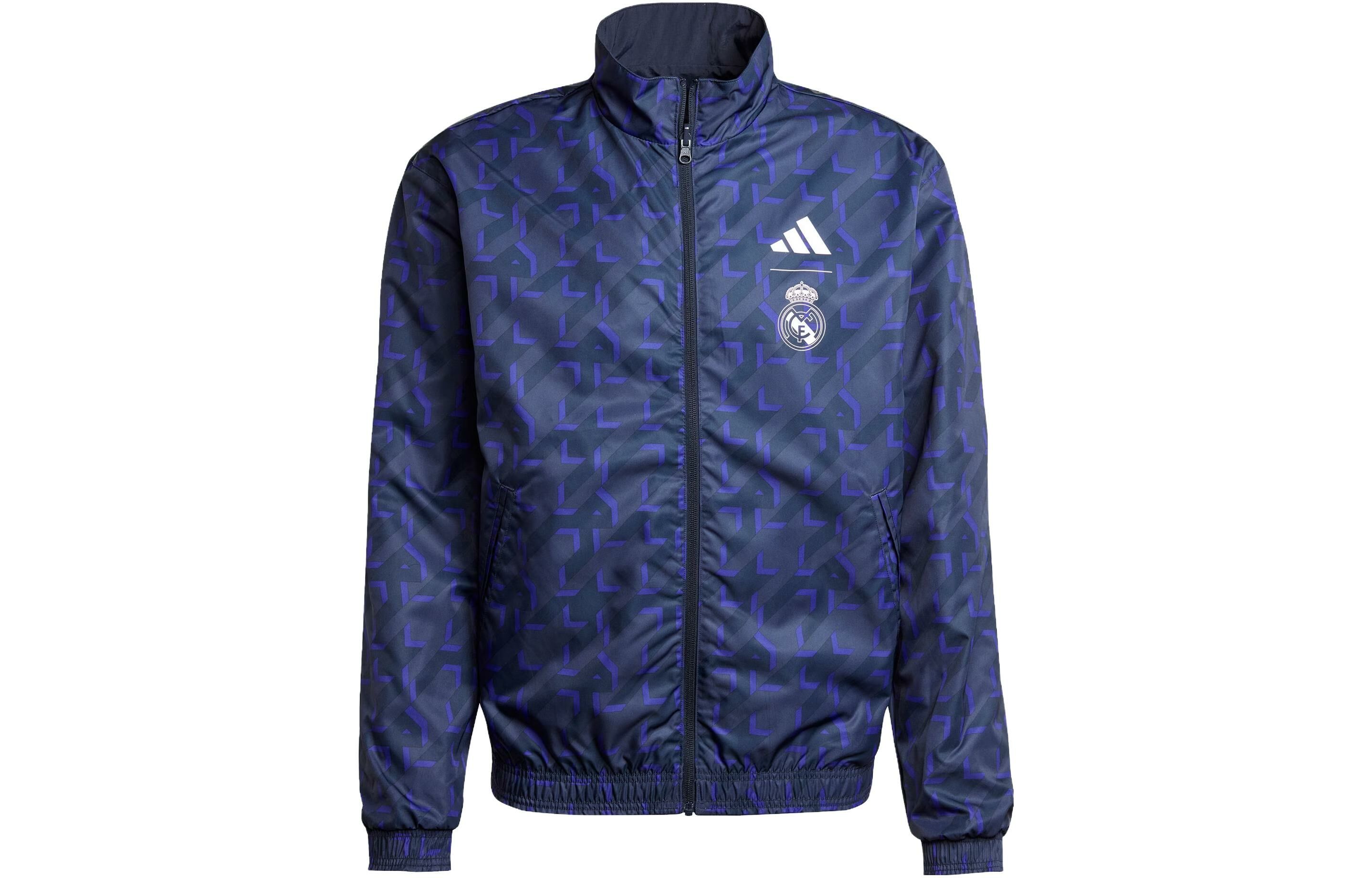 【代購】Adidas Real Madrid Anthem Jacket Retro Sports Stand Collar Jackets Men's Legend Ink