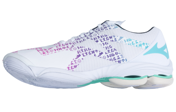 【代購】Mizuno Wave Lightning Z7 Anti-Slip Wear-Resistant Low-Top Volleyball Shoes Unisex White Purple