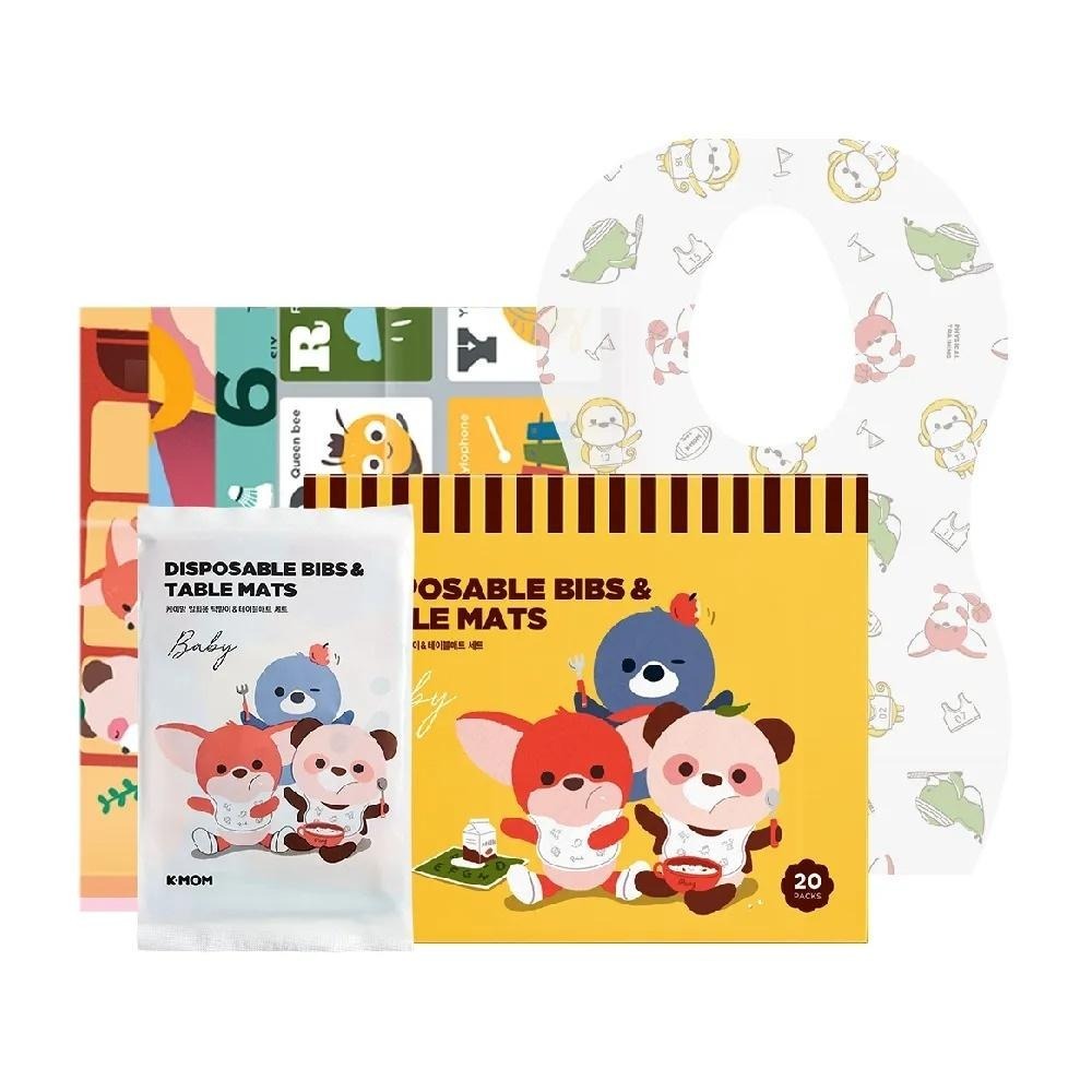 K-MOM  即棄柔軟口水肩+餐桌墊套裝 (20包)