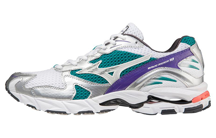 【代購】Mizuno Wave Rider 10 White Silver Teal Purple