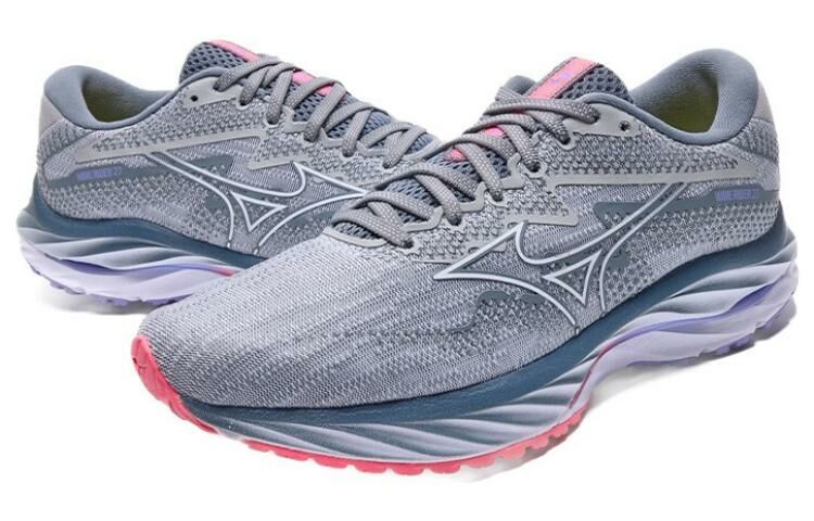 【代購】Mizuno Wave Rider 27 Cushioned Wear-Resistant Breathable Low-Top Casual Running Shoes Unisex Blue White Pink