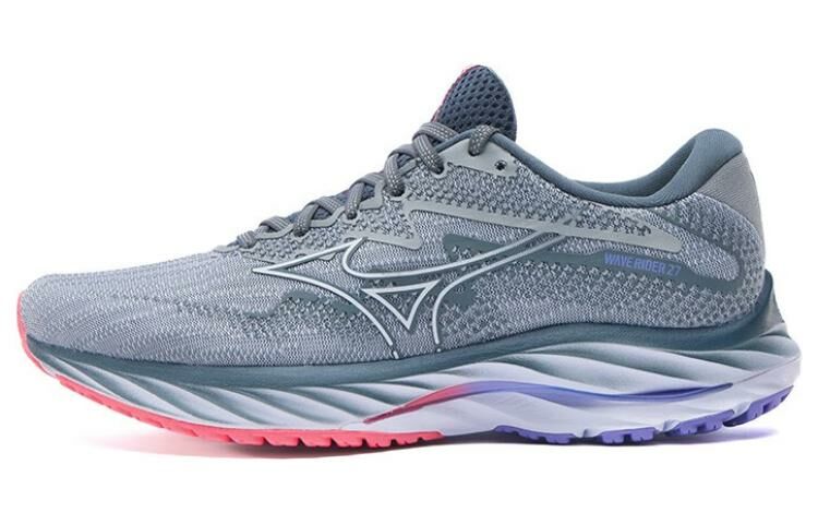 【代購】Mizuno Wave Rider 27 Cushioned Wear-Resistant Breathable Low-Top Casual Running Shoes Unisex Blue White Pink