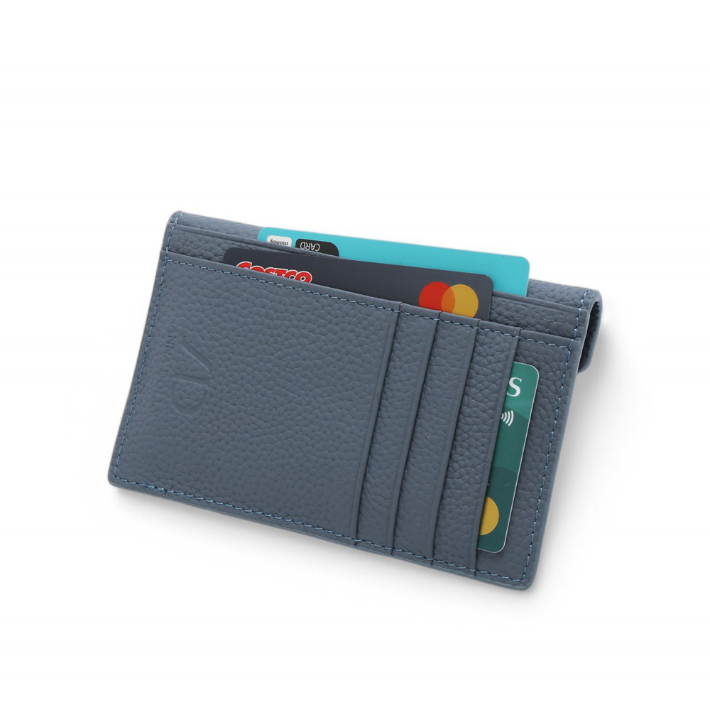 ANNA DOLLY 優雅信封式真皮多卡短夾 煙藍