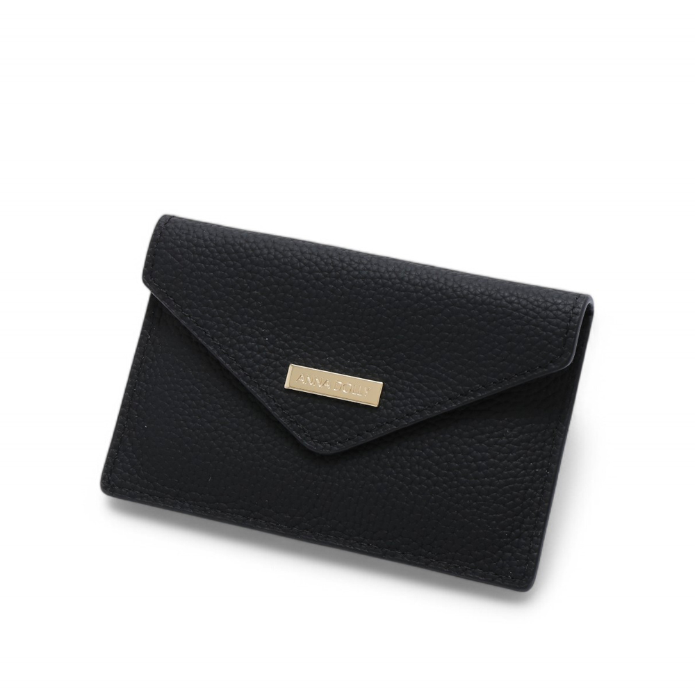 ANNA DOLLY 優雅信封式真皮多卡短夾 黑色