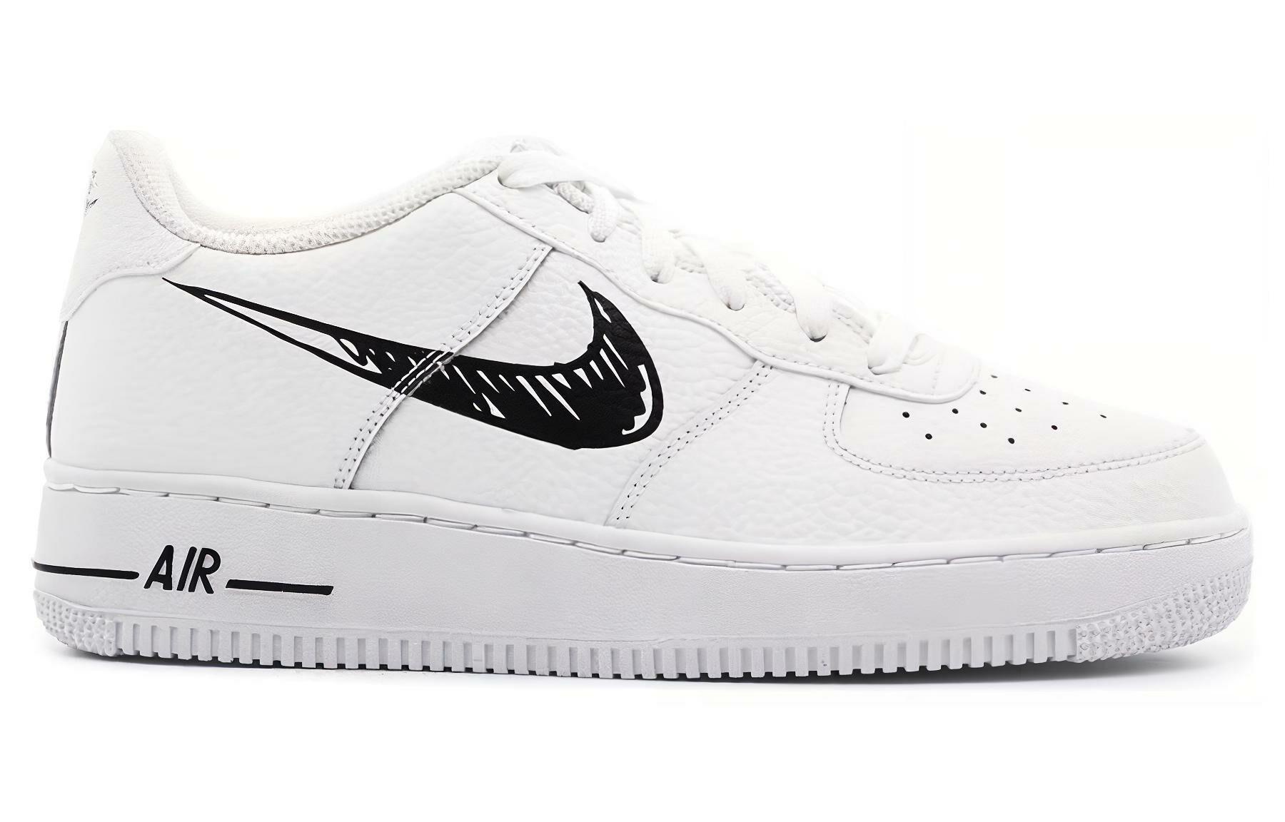 【代購】Nike Air Force 1 Low 'Doodle Swoosh - White Black' GS