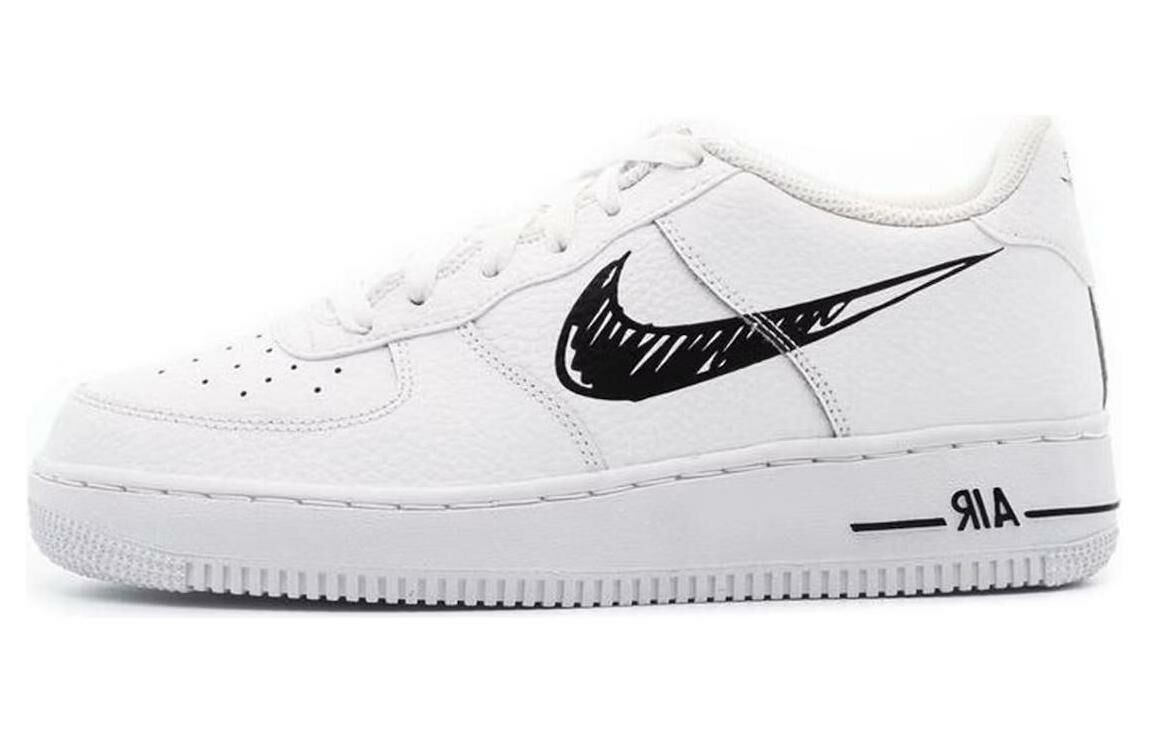 【代購】Nike Air Force 1 Low 'Doodle Swoosh - White Black' GS
