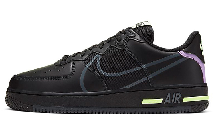 【代購】Nike Air Force 1 React Black Violet Star Barely Volt