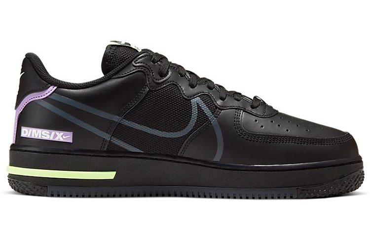 【代購】Nike Air Force 1 React Black Violet Star Barely Volt