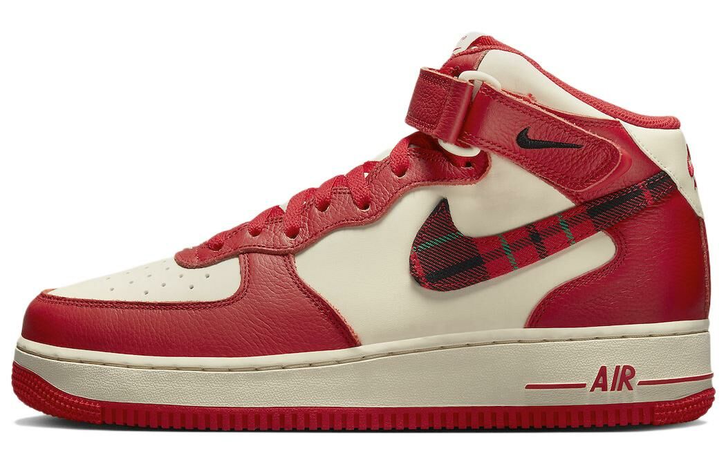 【代購】Nike Air Force 1 Mid '07 Lx Plaid Cream Red
