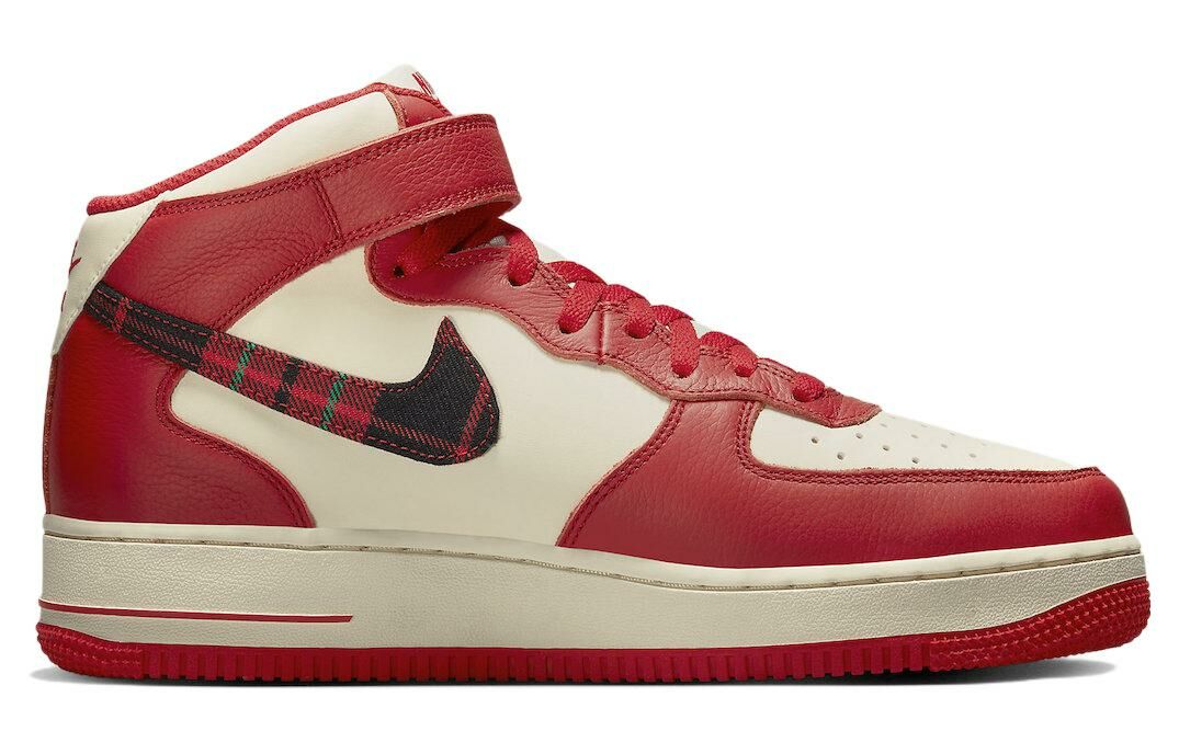 【代購】Nike Air Force 1 Mid '07 Lx Plaid Cream Red