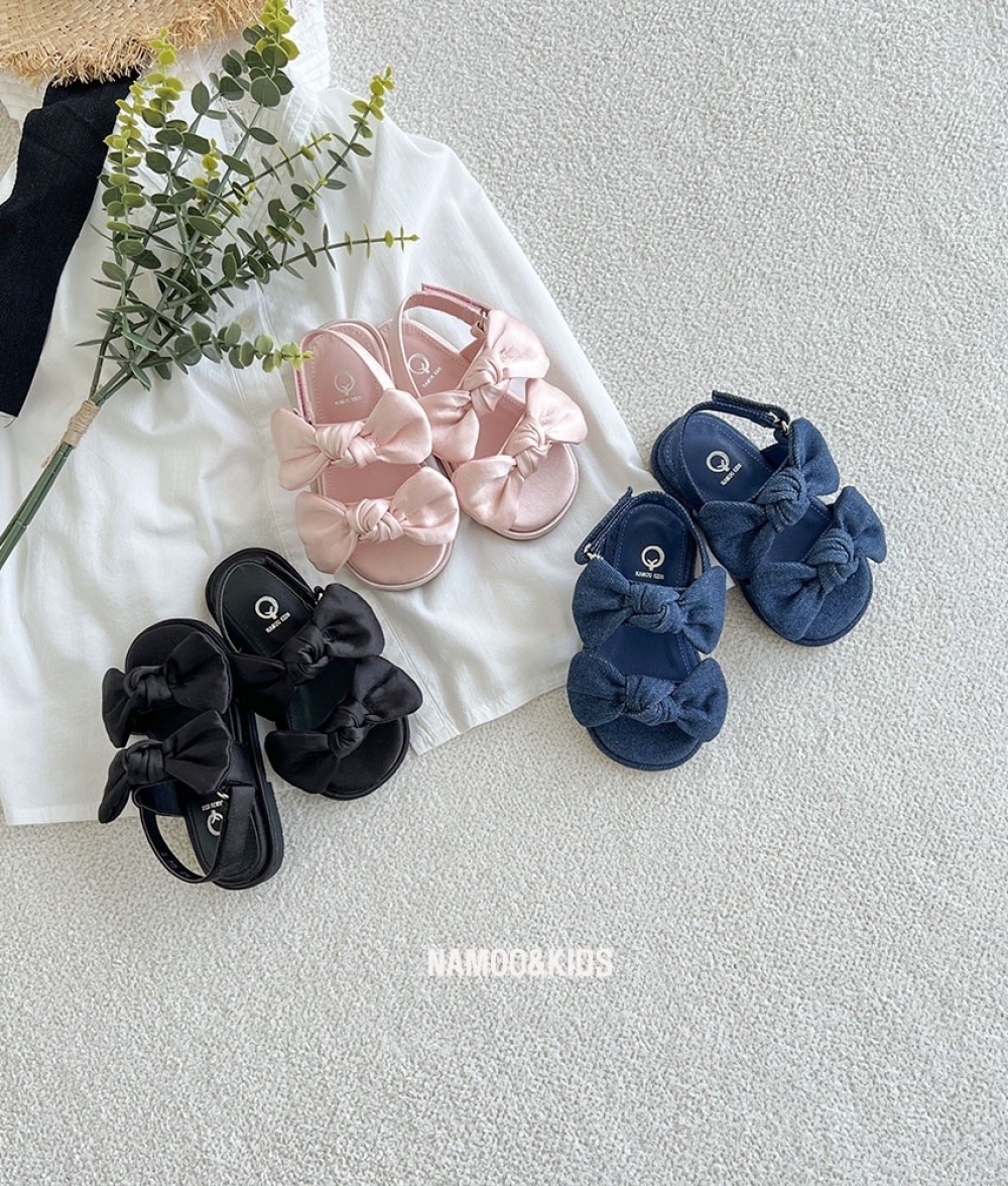 Namoo 牛仔緞帶蝴蝶結涼鞋 / 3色