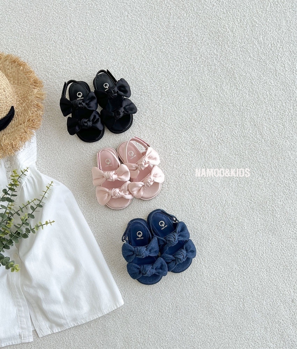 Namoo 牛仔緞帶蝴蝶結涼鞋 / 3色