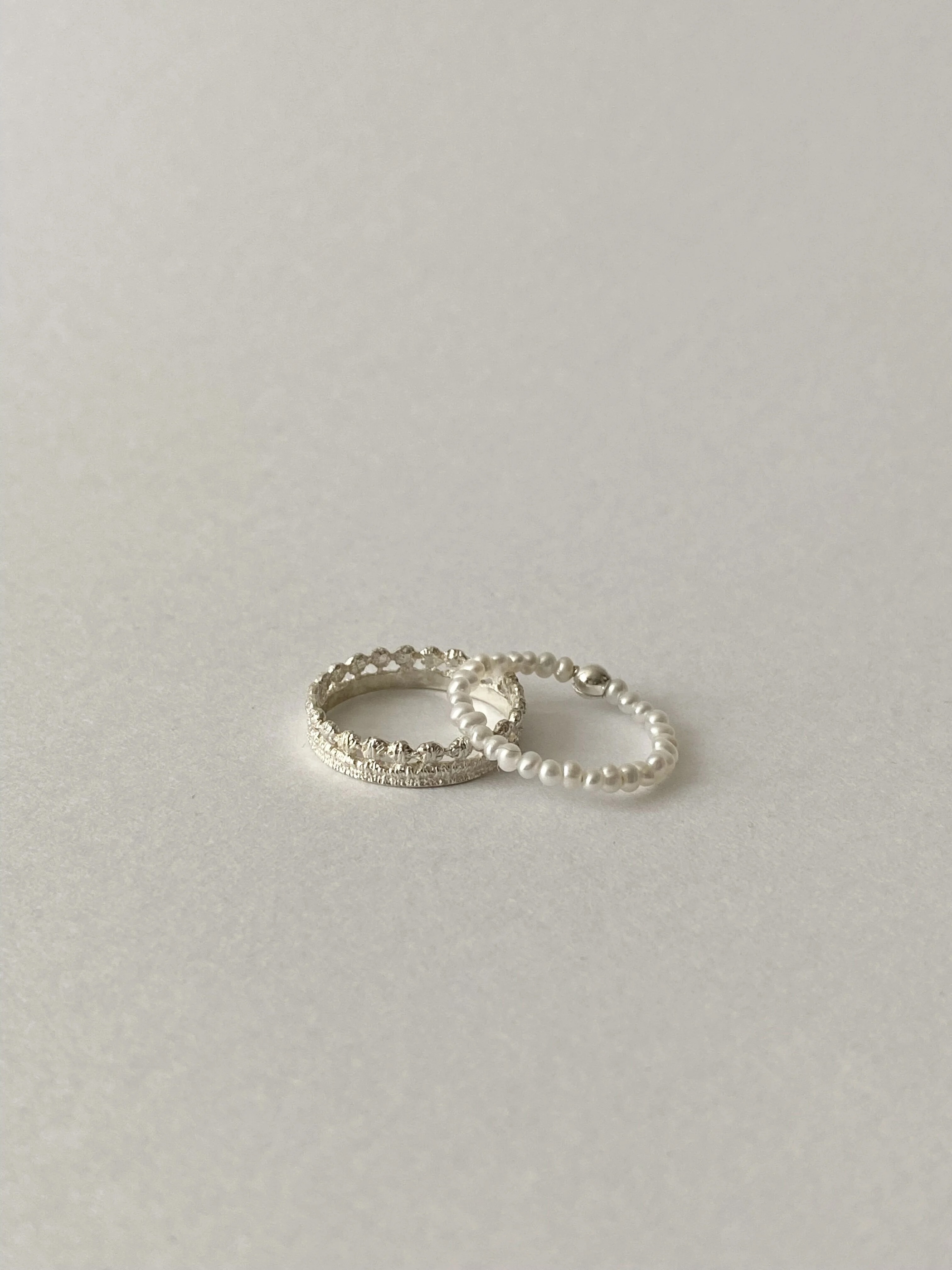 Milk Crown / Pearl Rings Set (silver)｜FLAVOUR