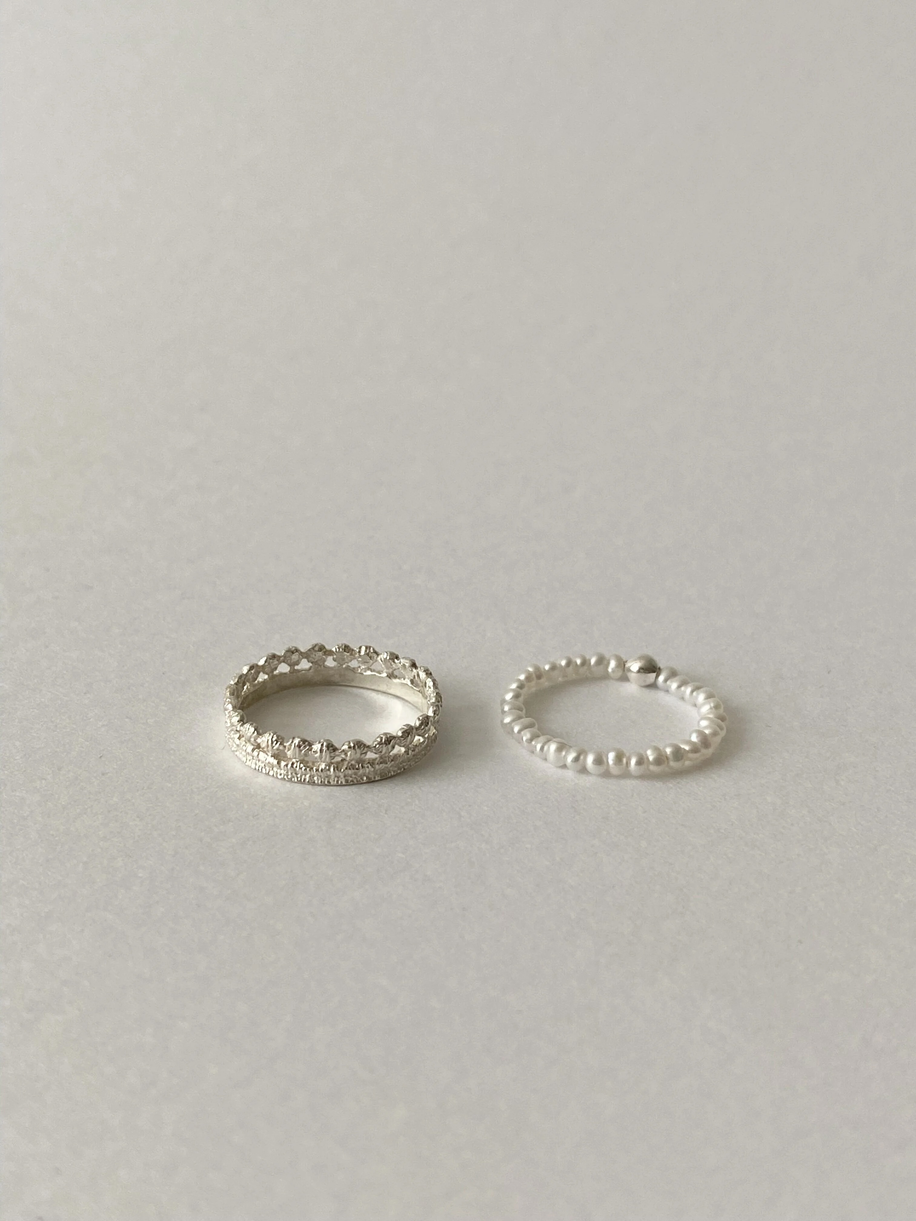 Milk Crown / Pearl Rings Set (silver)｜FLAVOUR