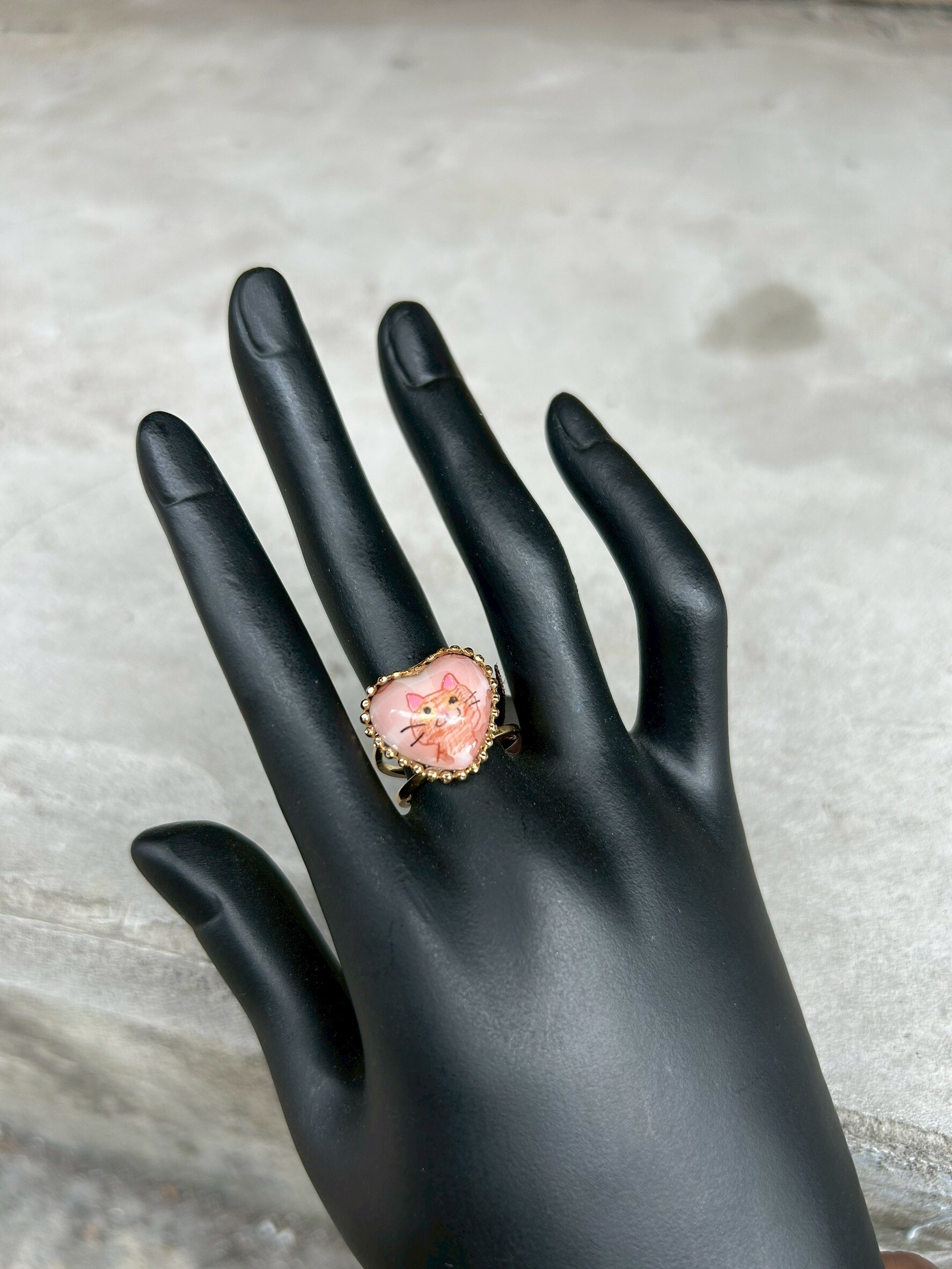 [OURS EN PELUCHE] 愛心貓咪戒指 | NO.75