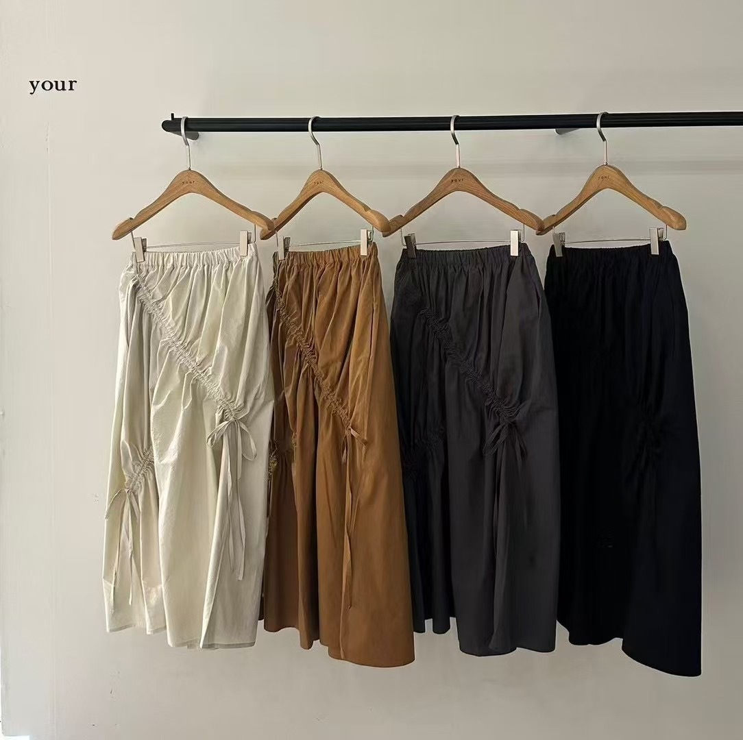 正韓𝜗𝜚設計斜鬆緊蝴蝶結長裙