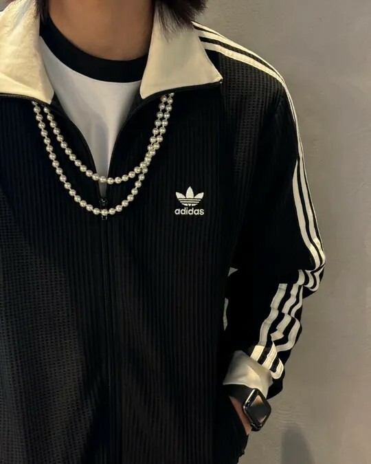 Adidas originals WAFFLE BBTT 條紋 華夫格 復古立領 黑 白 外套 JW0110/JW0109