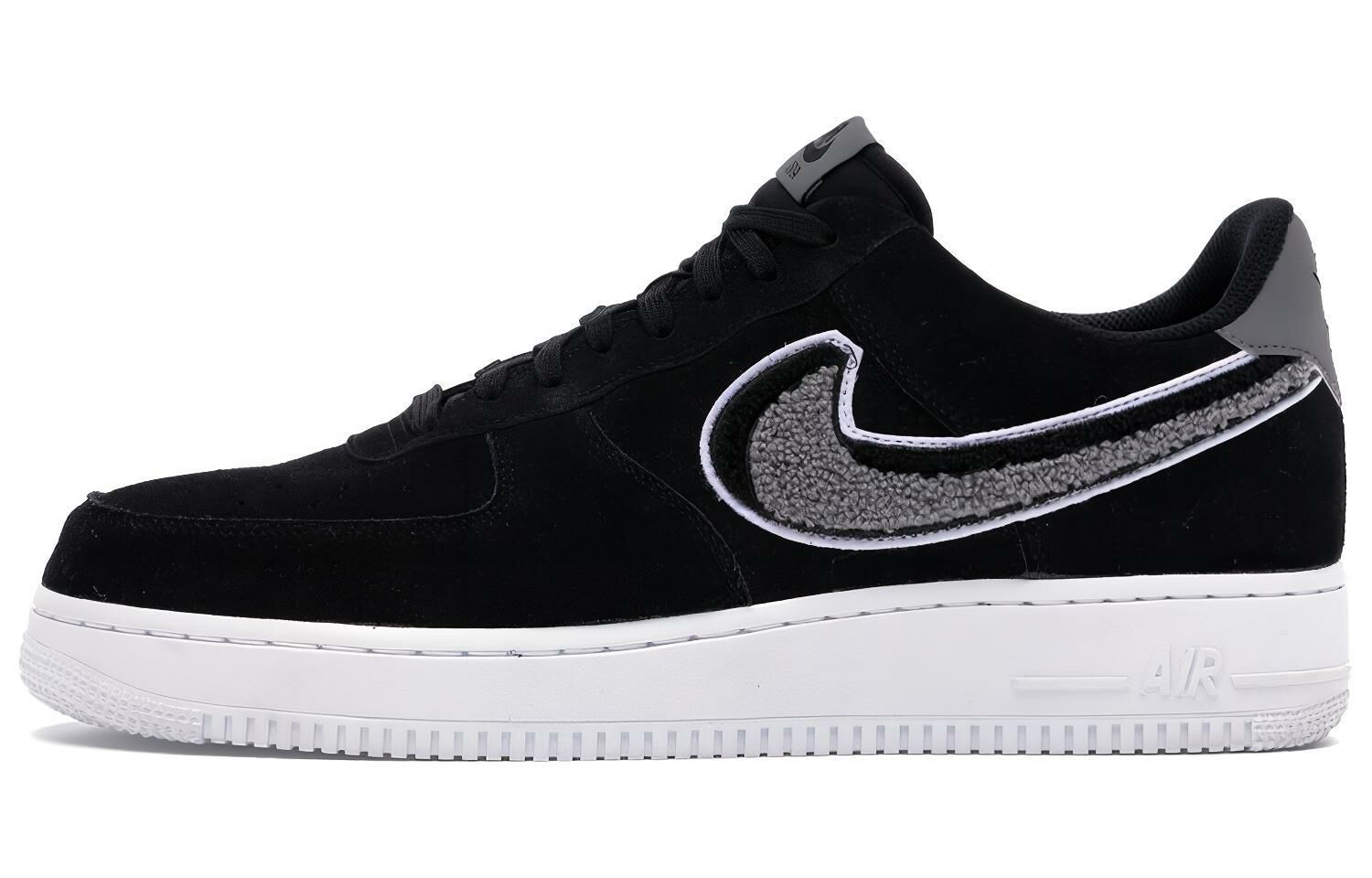 【代購】Nike Air Force 1 Low 3D Chenille Swoosh Black Cool Grey