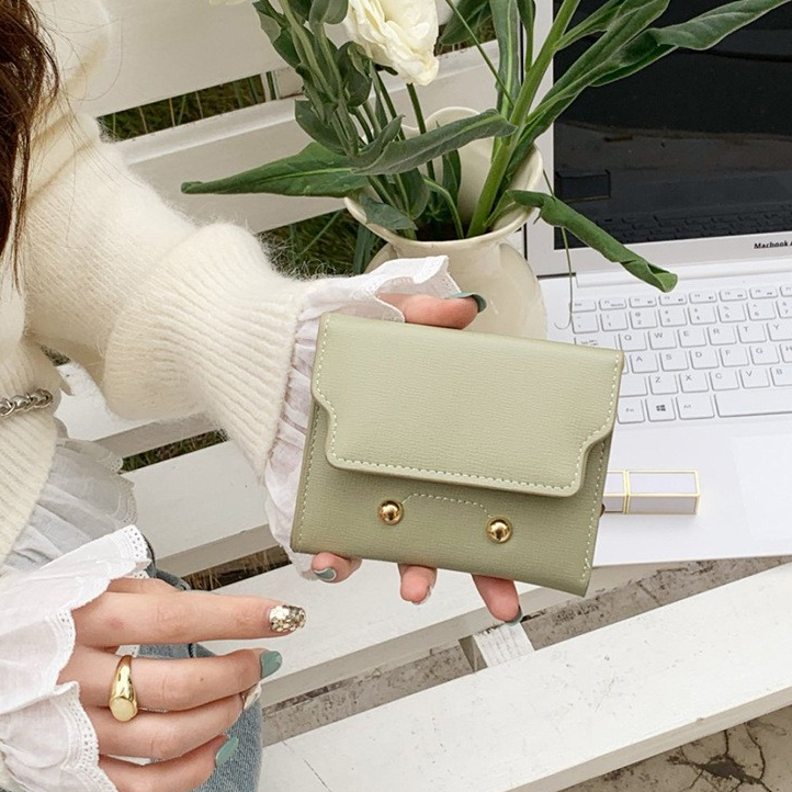 Korean Minimalist Stud Button Mini Wallet