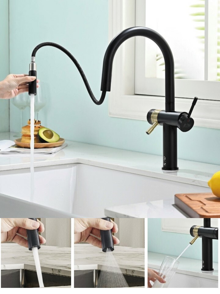 B1-222033MBL不銹鋼廚房四合一伸縮-RO龍頭