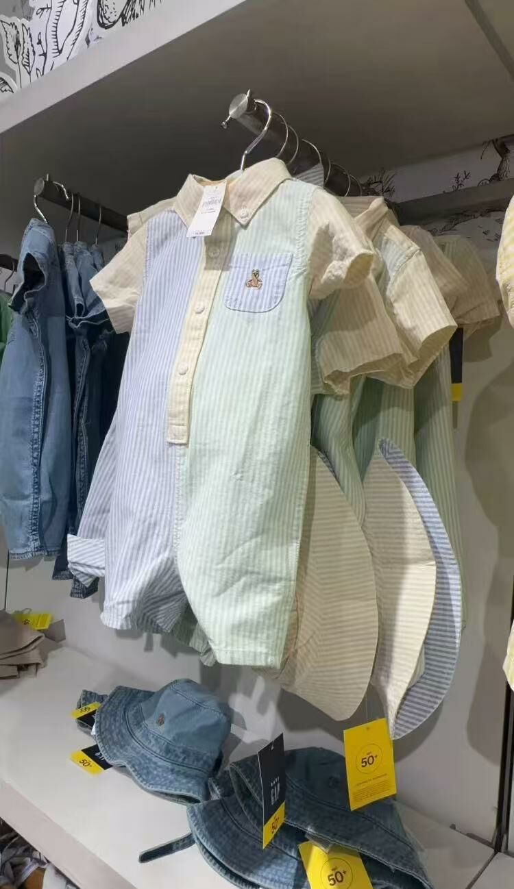 廠單 Gap拼色條紋短爬➕帽子套裝