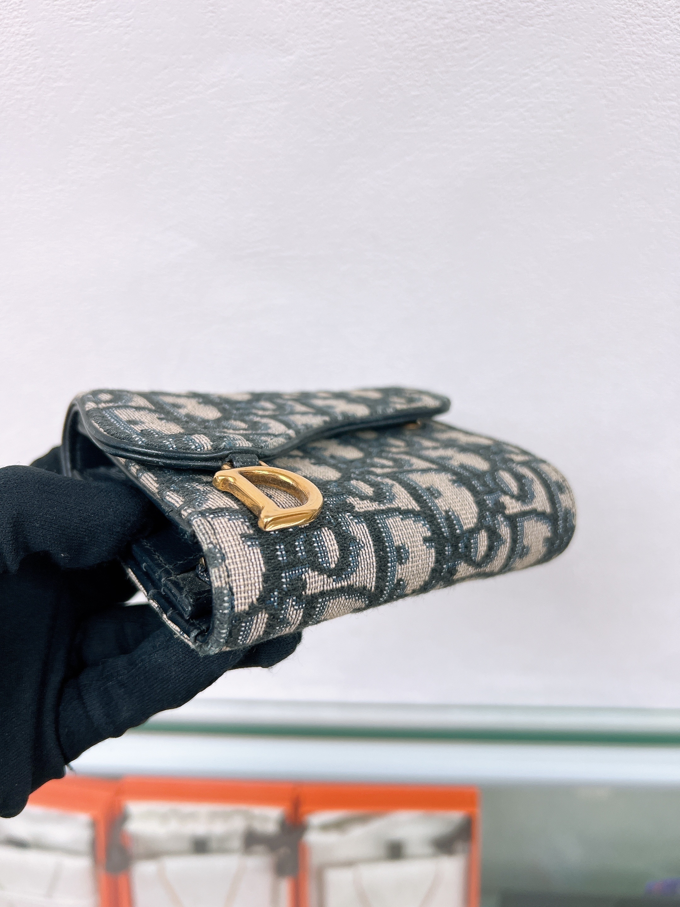 Dior saddle lotus wallet (blue oblique)