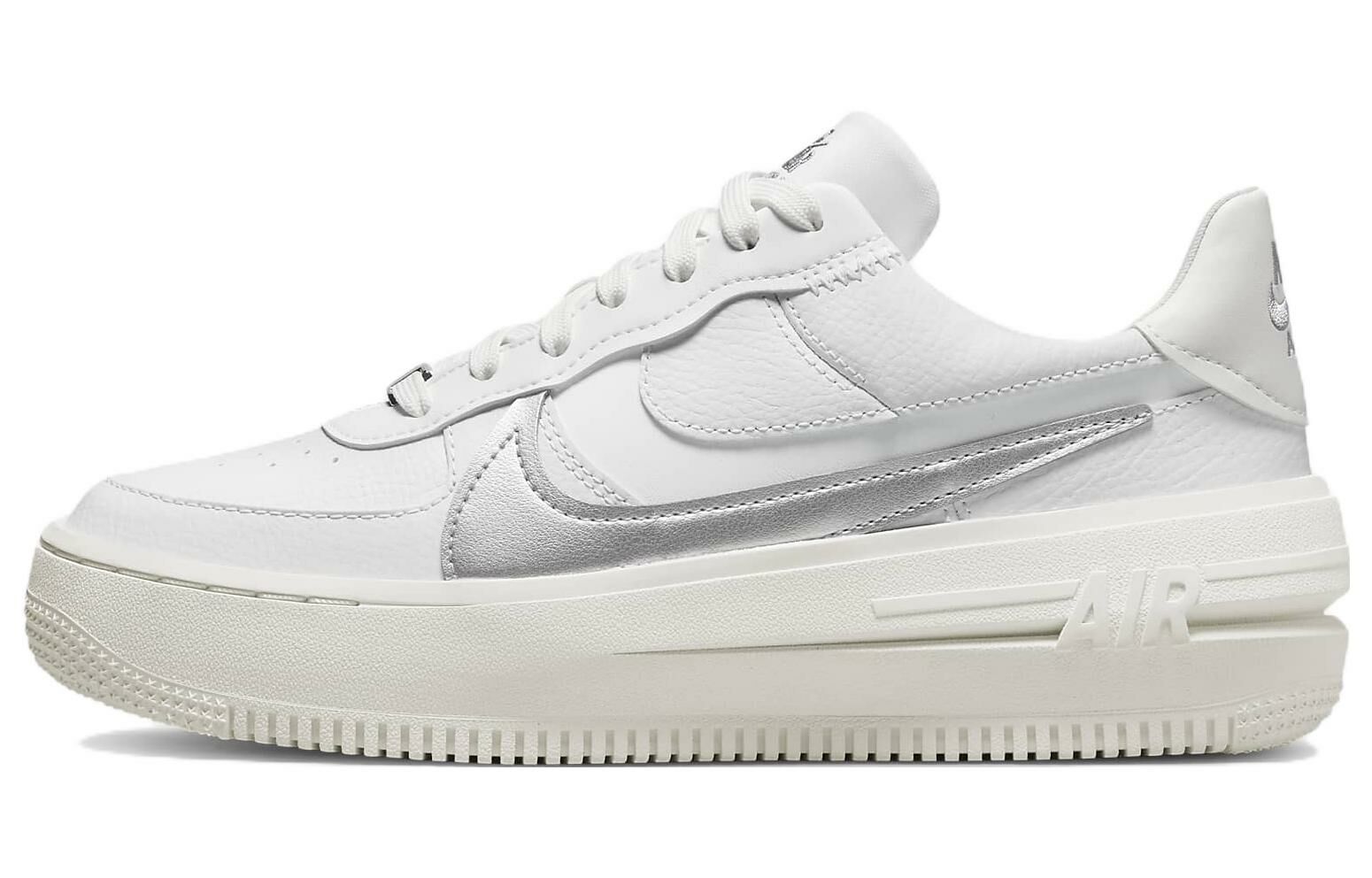 【代購】Nike Air Force 1 PLT.AF.ORM Summit White Metalic Silver Women's