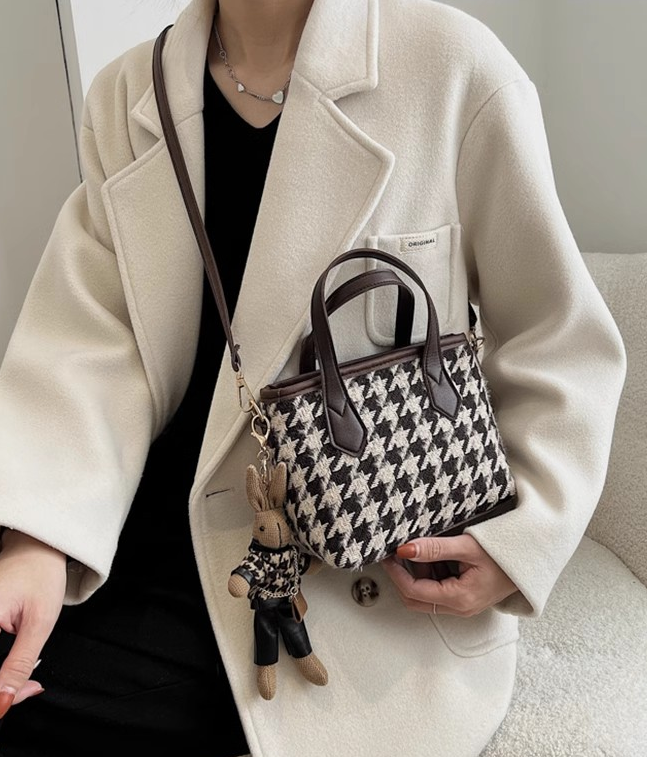 Versatile Houndstooth Shoulder, Handheld & Crossbody Bag