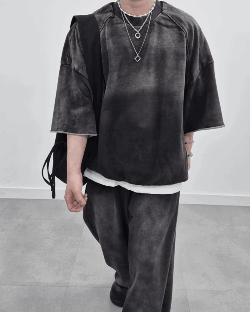 日常圓水洗衛衣寬鬆版型上衣大學T