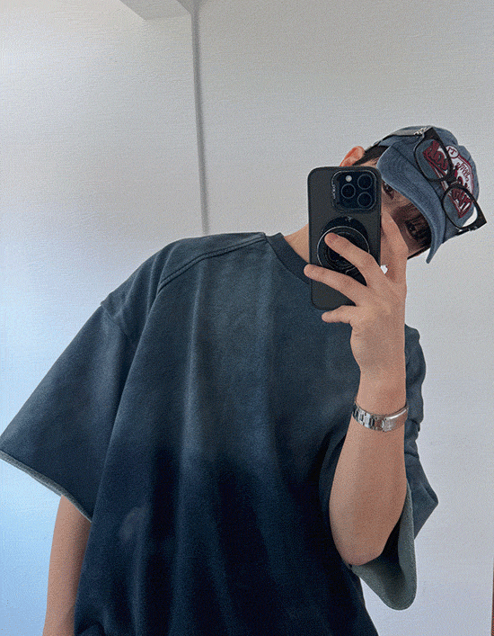 日常圓水洗衛衣寬鬆版型上衣大學T