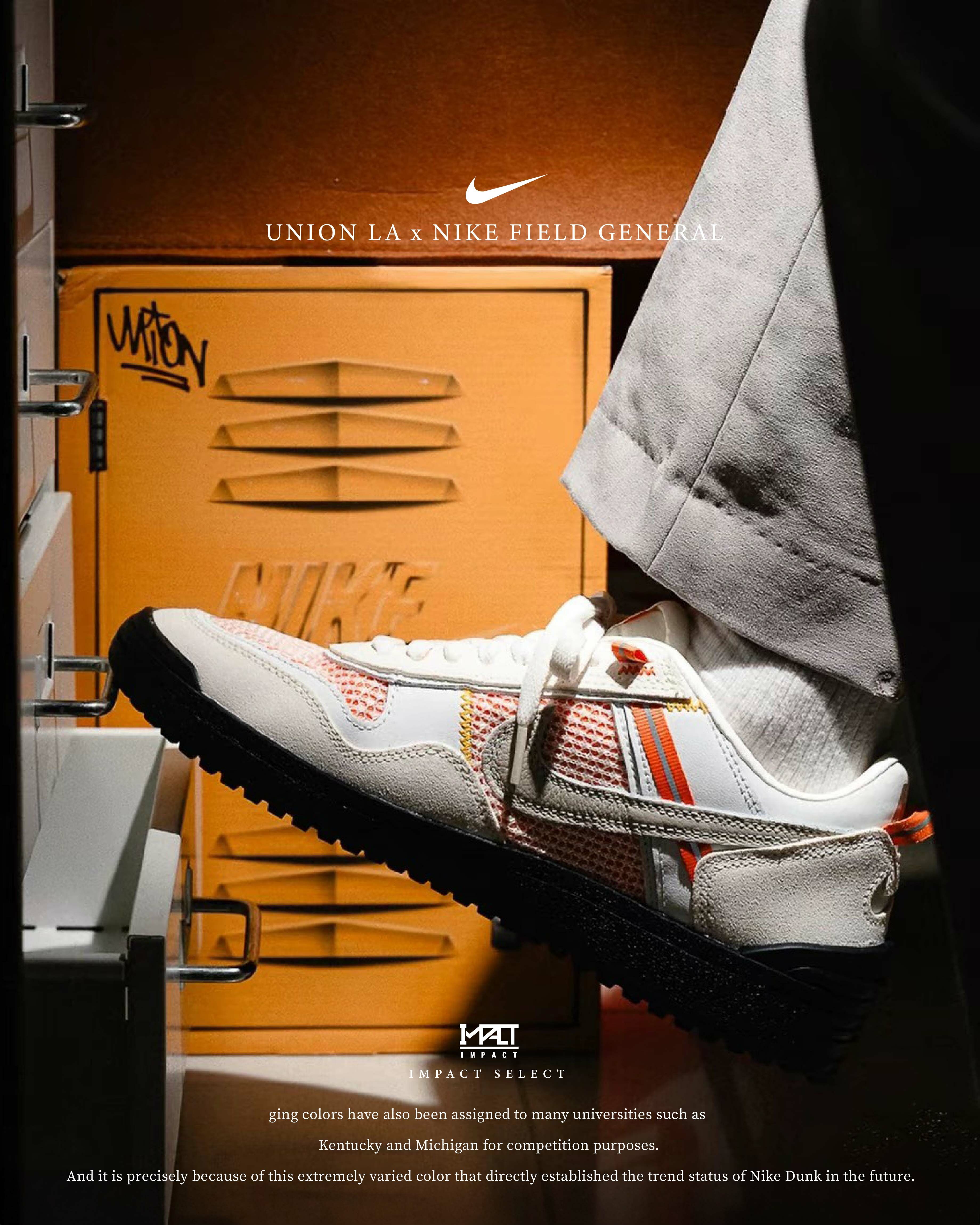 Union LA x Nike Field General 聯名款 復古風 平底 休閒鞋 白橘 FQ9003-001