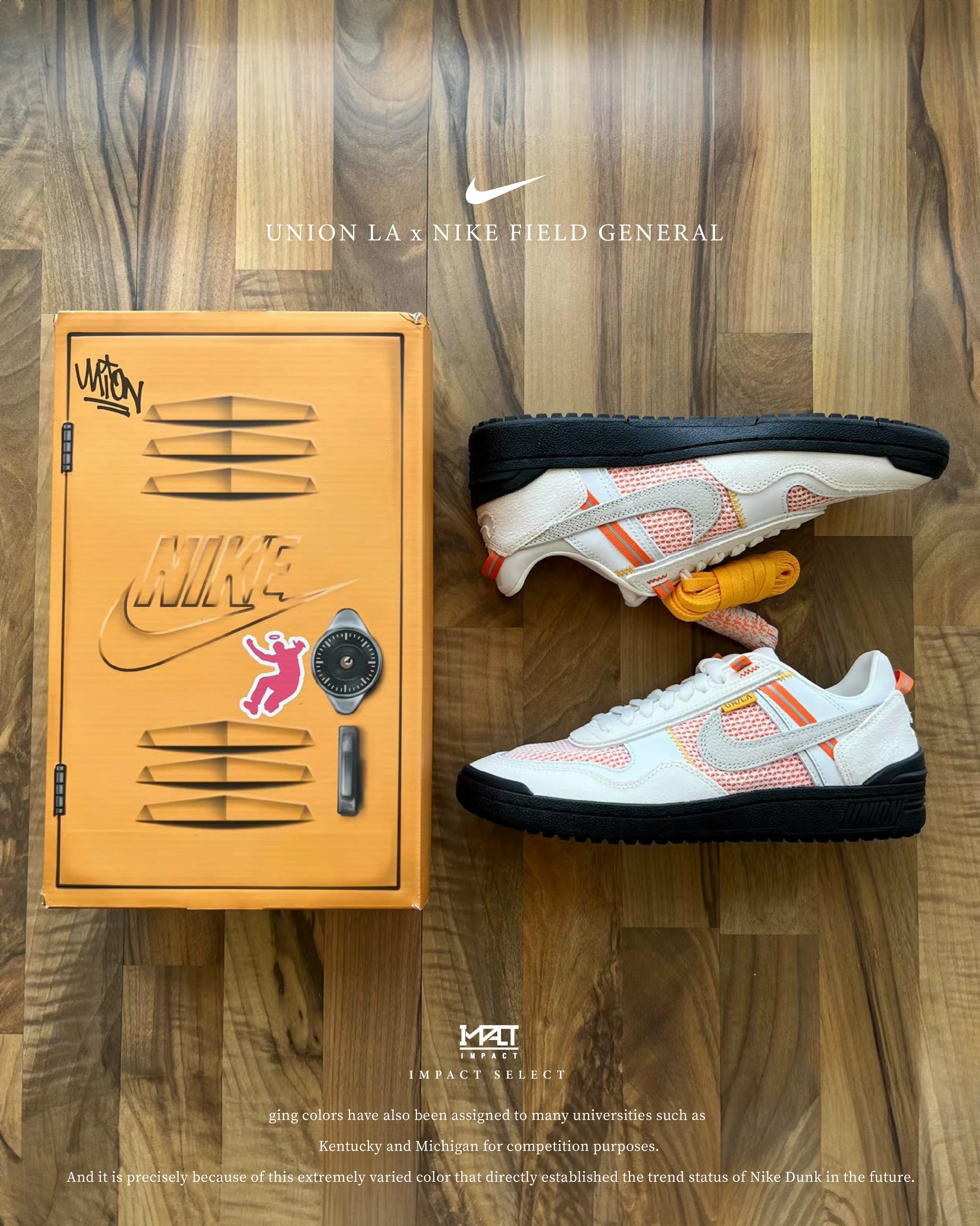 Union LA x Nike Field General 聯名款 復古風 平底 休閒鞋 白橘 FQ9003-001