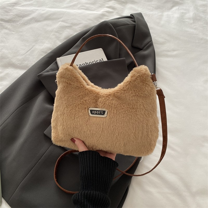 American-Style Fuzzy Tote & Crossbody Bag