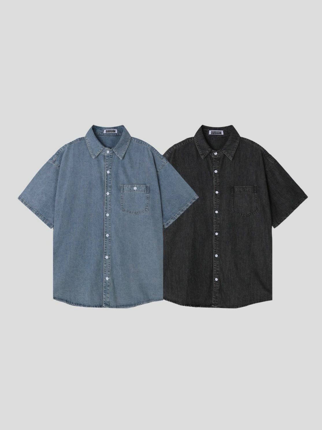 洗水牛仔短袖恤衫 OUR ROOM-073S