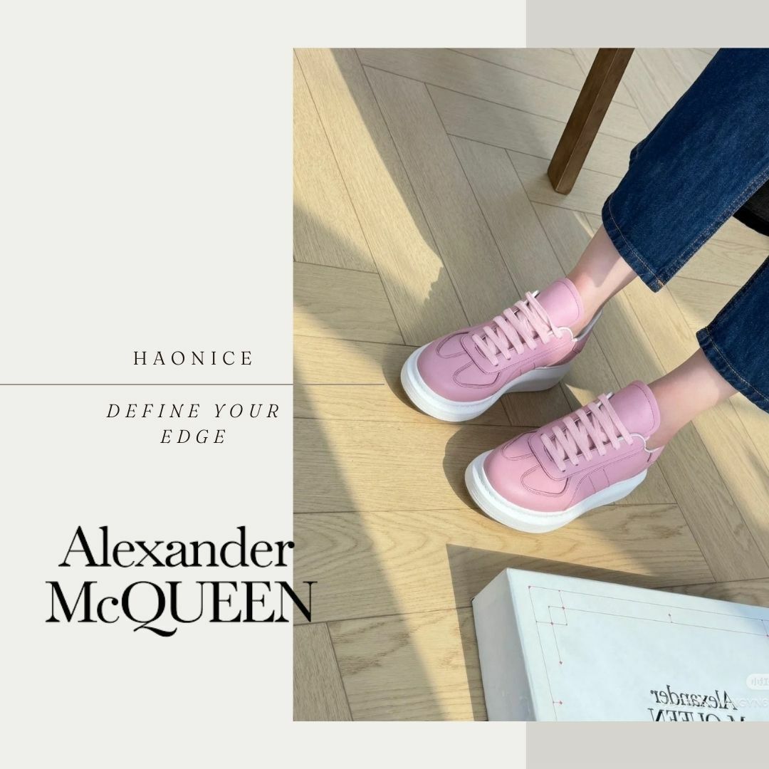 【HAO NICE】上海經銷商Alexander McQUEEN 法式溫柔🇫🇷馬卡龍牛皮厚底低筒小白鞋 德訓鞋 輕盈
