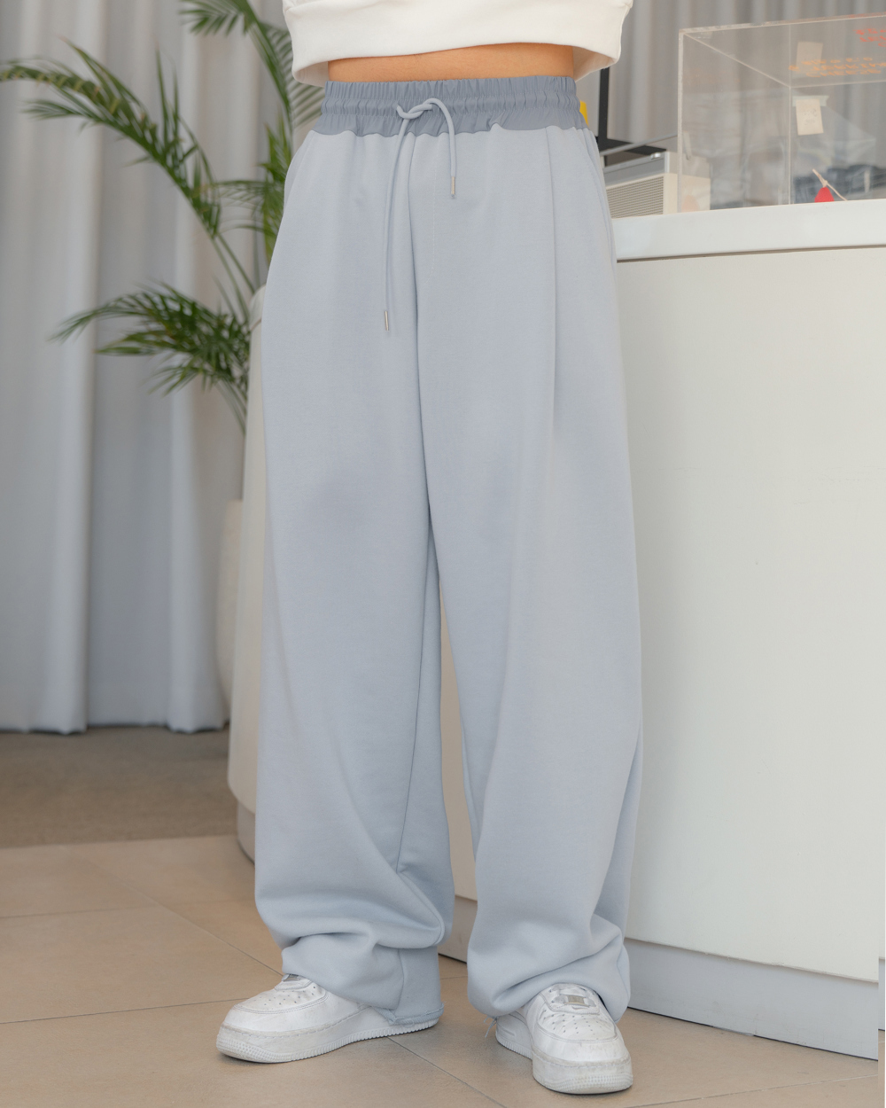 Vico 腰頭撞色不收邊棉褲