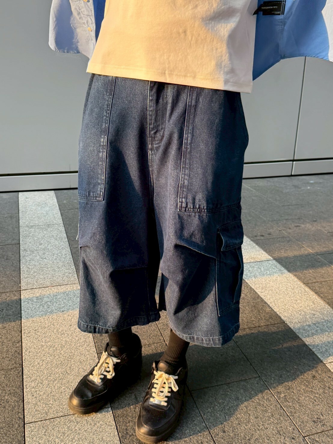 立體剪裁丹寧短褲