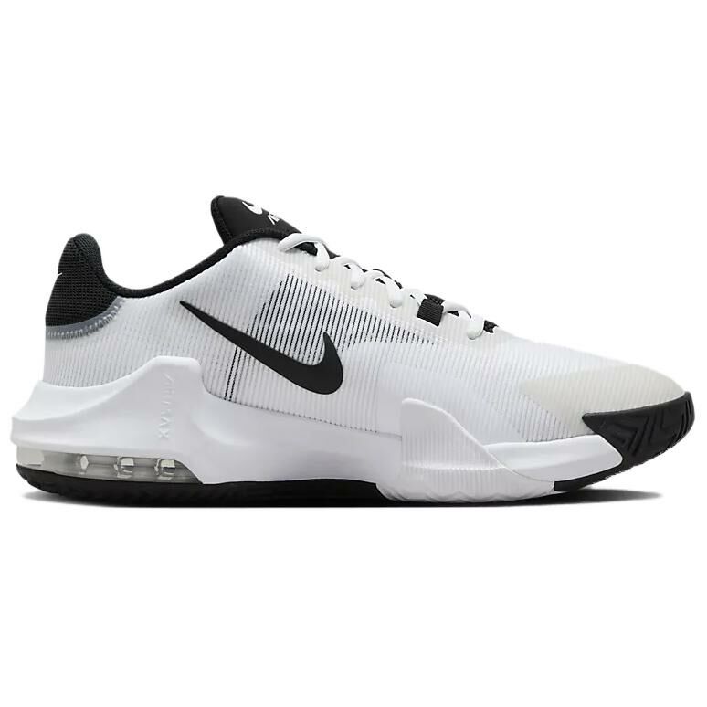 【代購】Nike Air Max Impact 4 Anti-Slip Wear-Resistant Low-Top Basketball Shoes Men's White Black