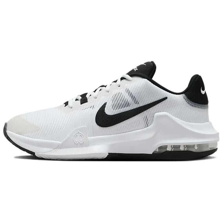 【代購】Nike Air Max Impact 4 Anti-Slip Wear-Resistant Low-Top Basketball Shoes Men's White Black